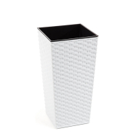 Кашпо Финезия 350х350 с вазоном вкладкой ротанг белый купить